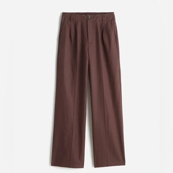 NWT - MADEWELL harlow wide leg pant drapey twill - dark carob - 0P - $118 - Picture 6 of 8